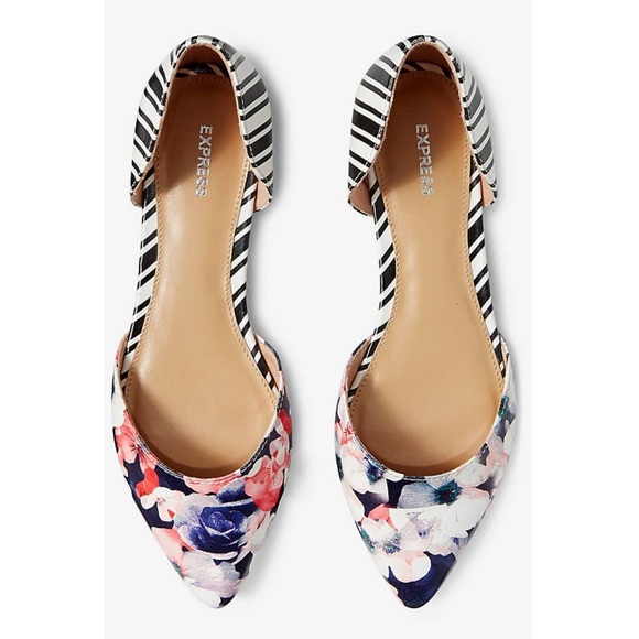 Express Shoes - Express d’orsey floral striped pattern mix flats
